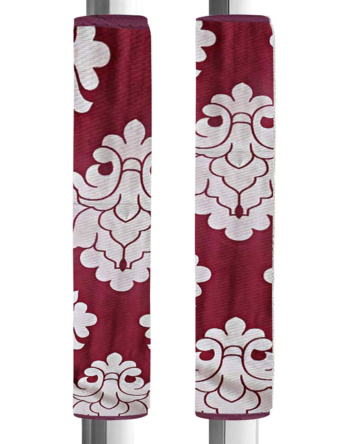 Kuber Industries polyester Floral Print Fridge Handle Cover/Refrigerator Handle Cover For Home & Kitchen Pack Of 2 (Maroon)