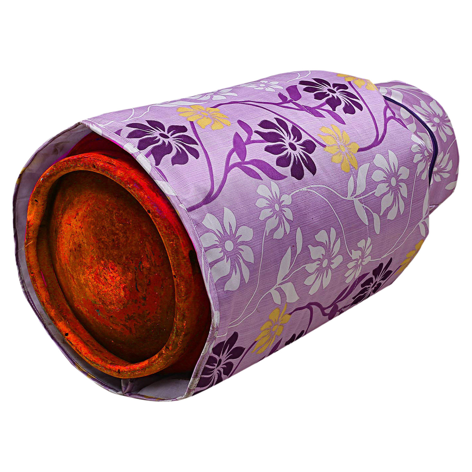 Kuber Industries polyester Floral Print Waterproof and Dustproof Cylinder Cover For Home & Kitchen Pack of 2 (Purple)
