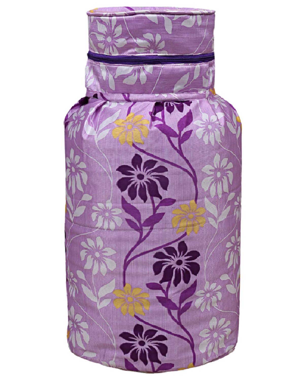 Kuber Industries polyester Floral Print Waterproof and Dustproof Cylinder Cover For Home & Kitchen (Purple)