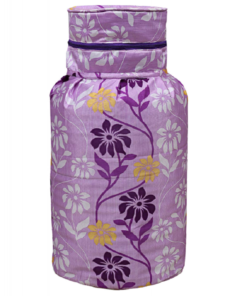 Kuber Industries polyester Floral Print Waterproof and Dustproof Cylinder Cover For Home &amp; Kitchen (Purple)