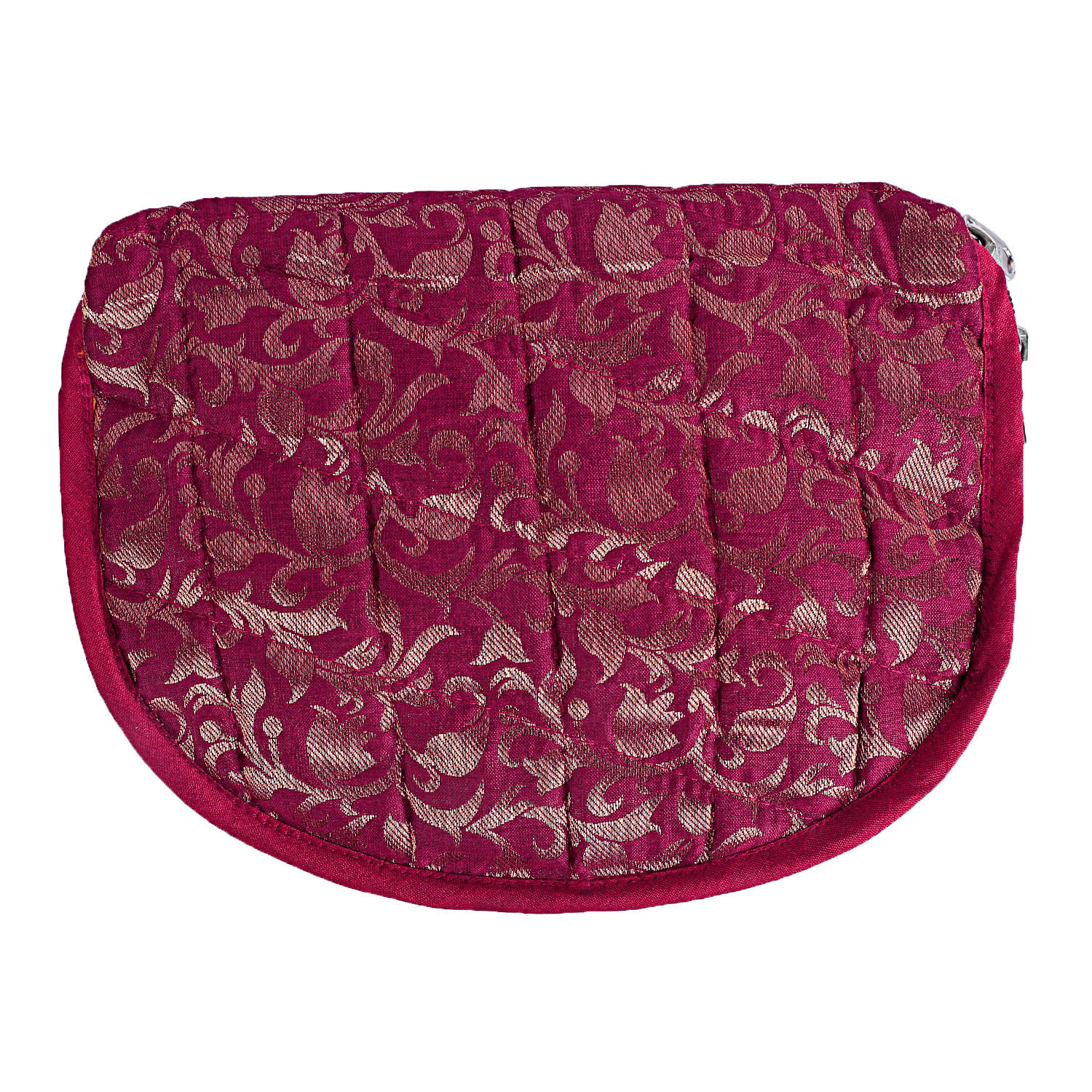 Kuber Industries Polyester Jacquard Print Toiletry Organizer With 4 Transparent Poches & 1 Extra Compartment,Zipper Closure (Pink)