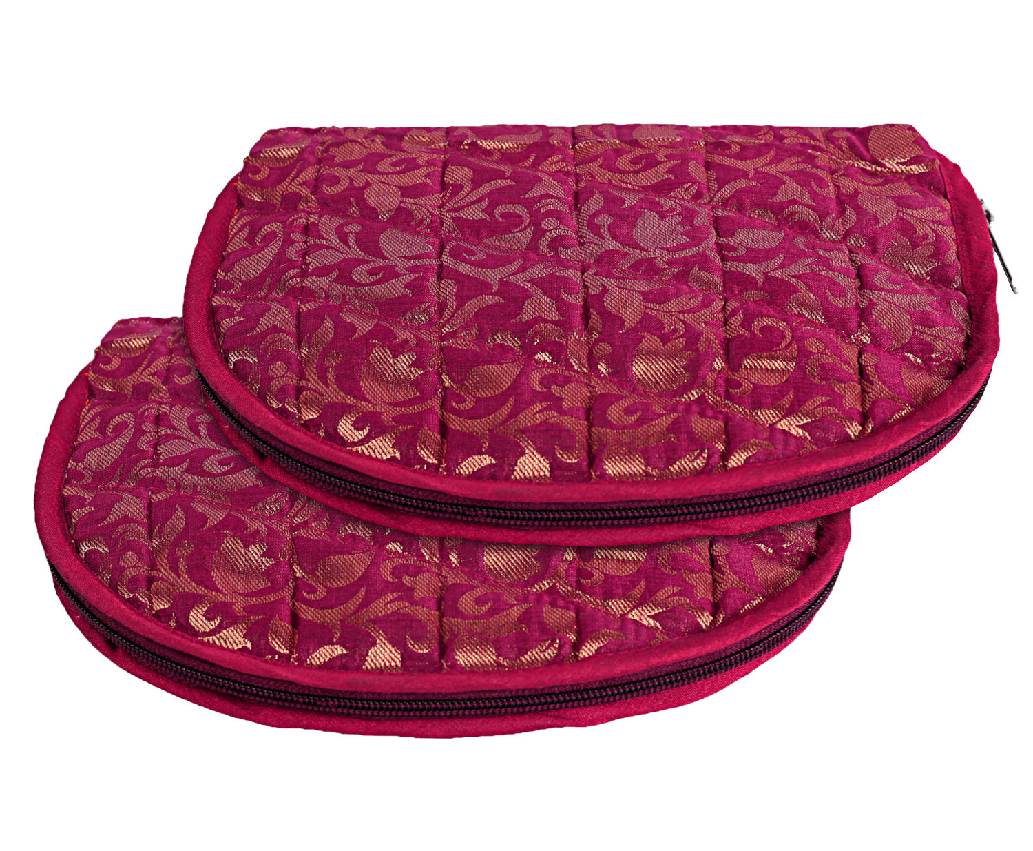 Kuber Industries Polyester Jacquard Print Toiletry Organizer With 4 Transparent Poches & 1 Extra Compartment,Zipper Closure (Pink)