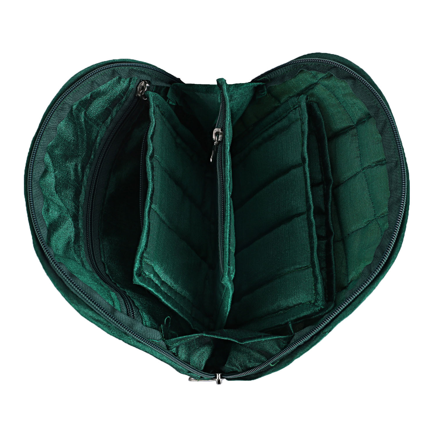 Kuber Industries Polyester Jacquard Print Toiletry Organizer With 4 Transparent Poches & 1 Extra Compartment,Zipper Closure (Green)