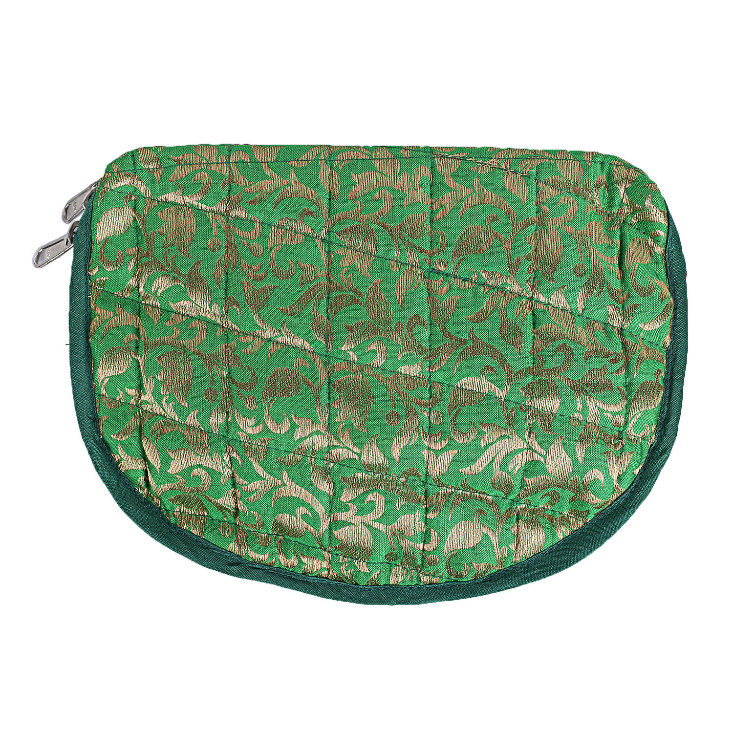 Kuber Industries Polyester Jacquard Print Toiletry Organizer With 4 Transparent Poches & 1 Extra Compartment,Zipper Closure (Green)