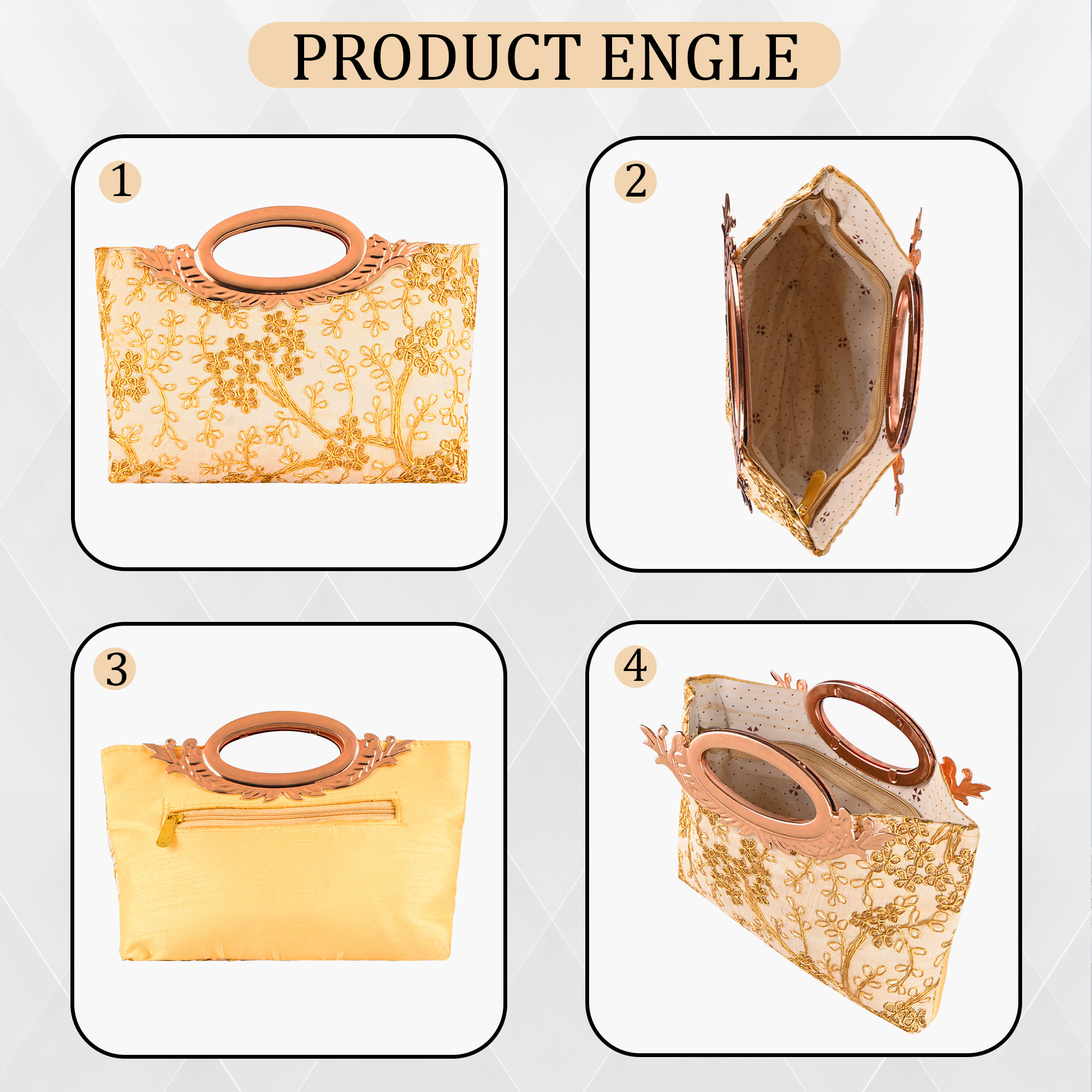 Kuber Industries Polyester Kada Hand Purse for Woman with Zip  Lightweight  Compact Ladies Purse for Travelling Party Wedding  Events  Embroidery Design - Cream