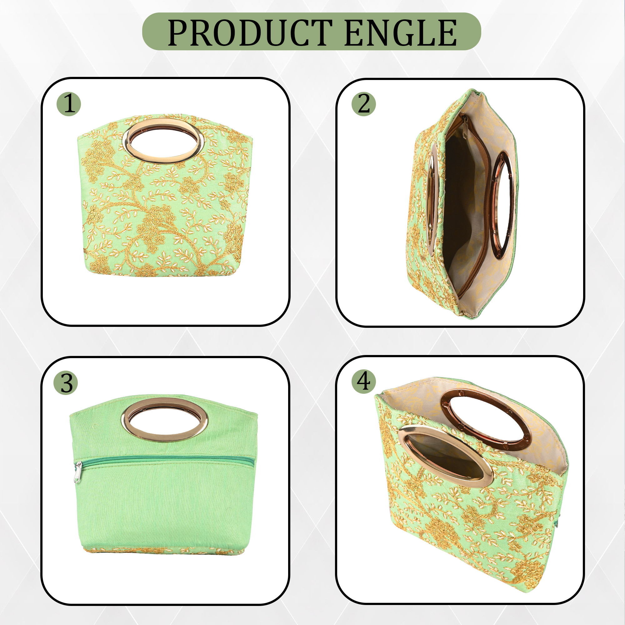 Kuber Industries Polyester Kada Hand Purse for Woman with Zip  Lightweight  Compact Ladies Purse for Travelling Party Wedding  Events  Embroidery Design - Green