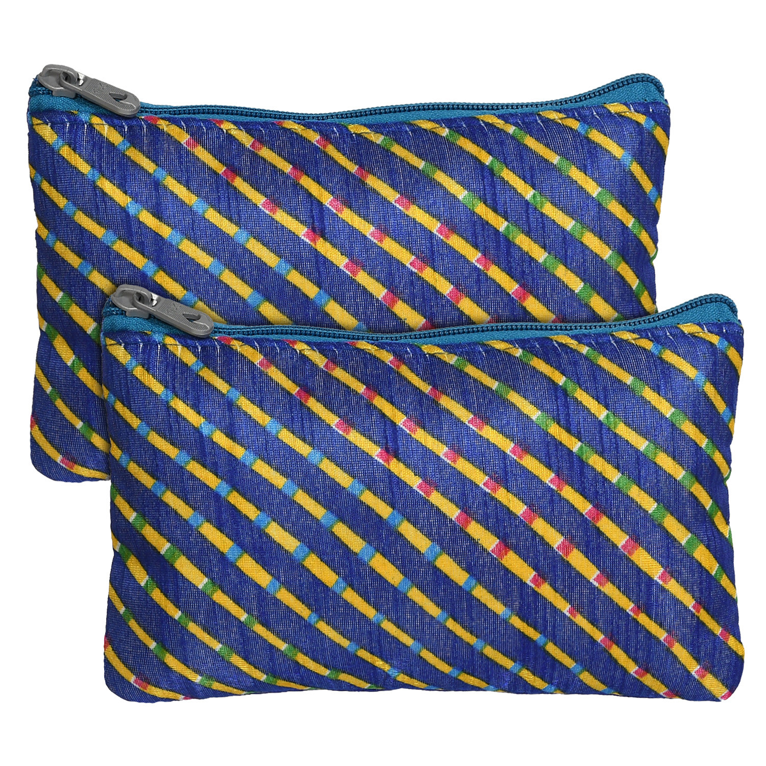 Kuber Industries Polyester Lining Print Purse For Woman/Girl Set Of 2 (Blue) 54KM4346