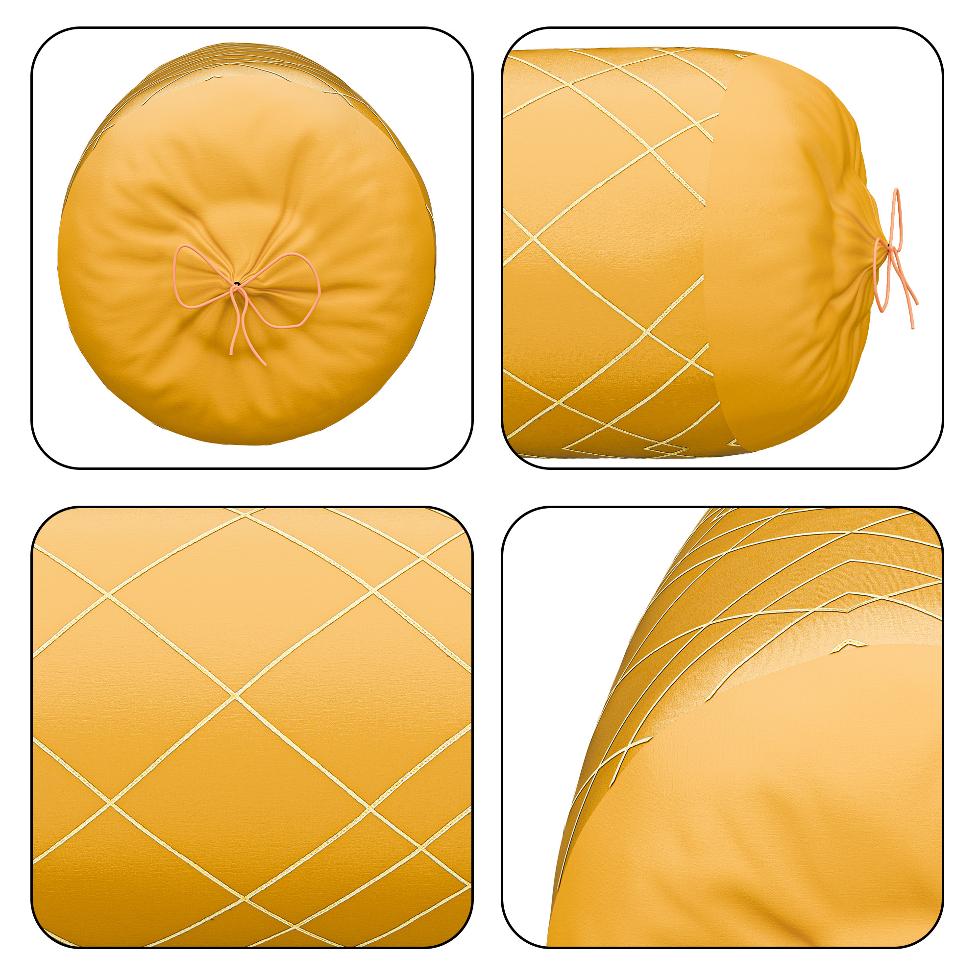 Kuber Industries Polyester Long Bolster Pillow Cover Set of 2 with Drawstring Closure for Living Room  Diwan and Bedside Round Pillow Cover for Home Decor  9 Box Check - Yellow