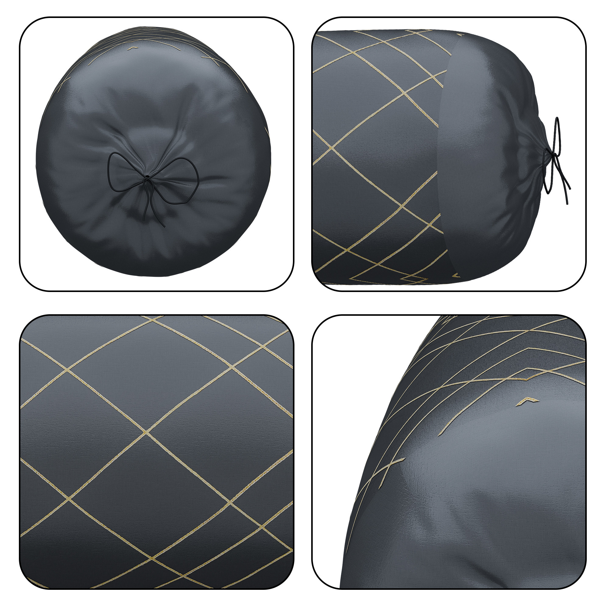 Kuber Industries Polyester Long Bolster Pillow Cover Set of 2 with Drawstring Closure for Living Room  Diwan and Bedside Round Pillow Cover for Home Decor  9 Box Check - Grey