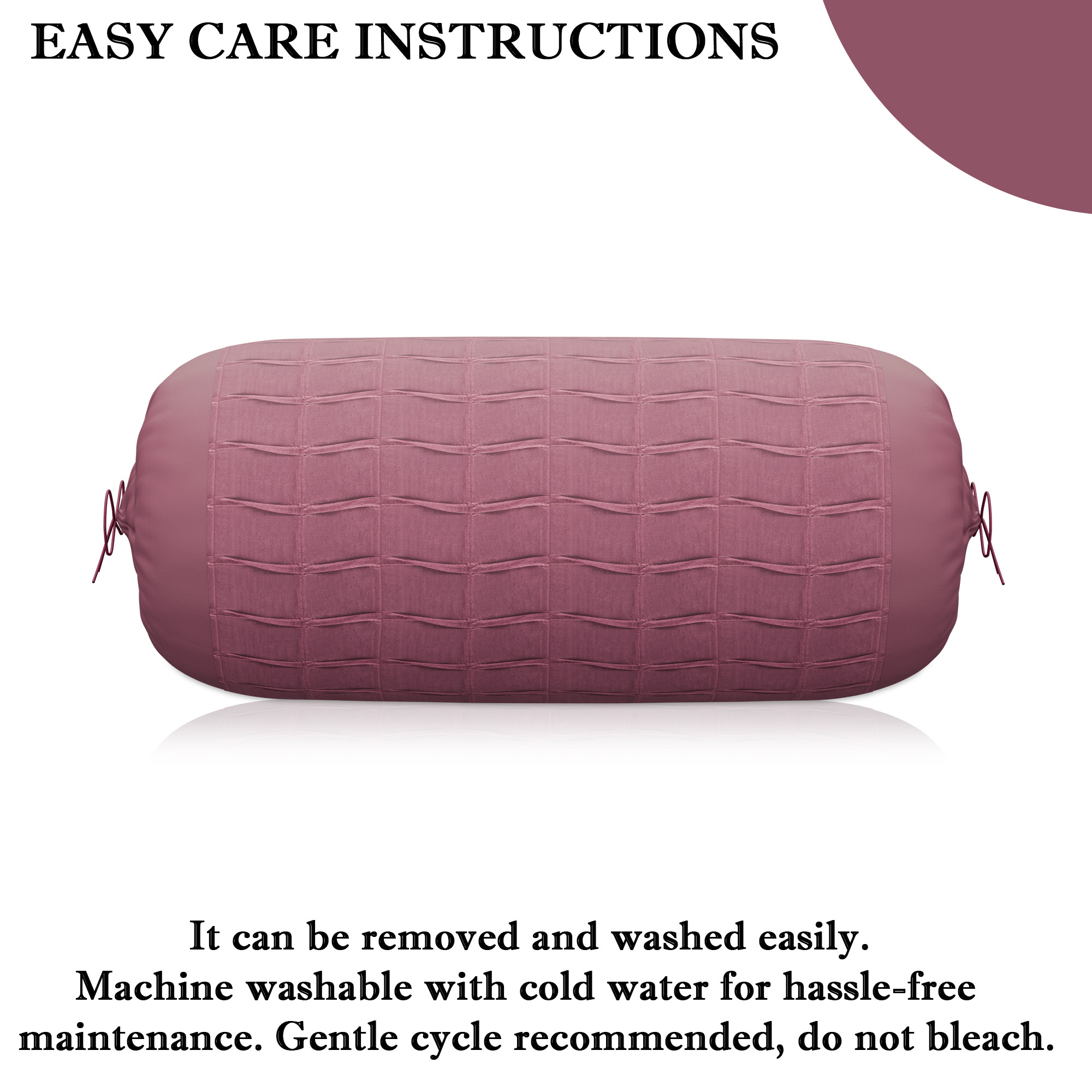 Kuber Industries Polyester Long Bolster Pillow Cover Set of 2 with Drawstring Closure for Living Room  Diwan and Bedside Round Pillow Cover for Home Decor  7 Wave - Onion Pink