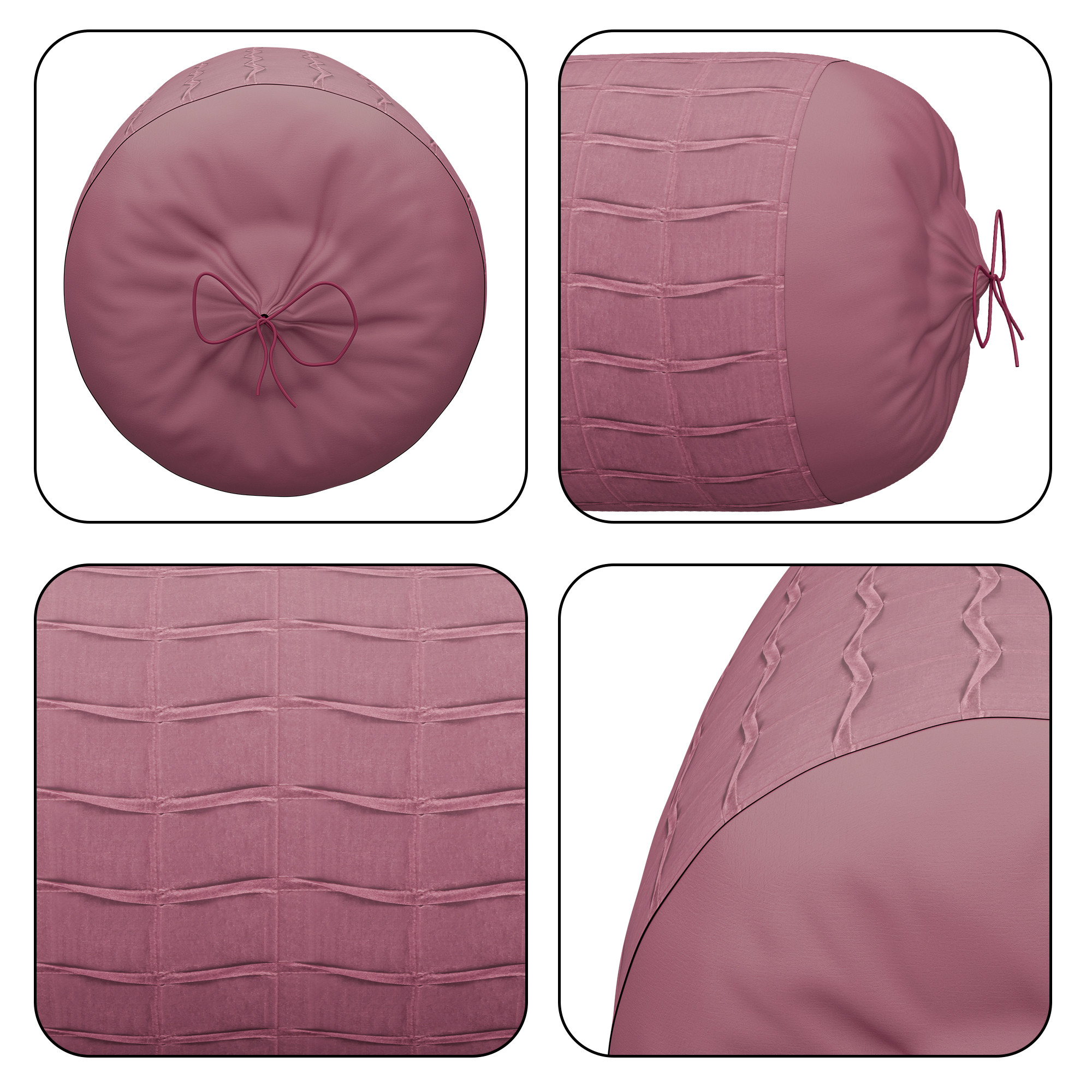 Kuber Industries Polyester Long Bolster Pillow Cover Set of 2 with Drawstring Closure for Living Room  Diwan and Bedside Round Pillow Cover for Home Decor  7 Wave - Onion Pink