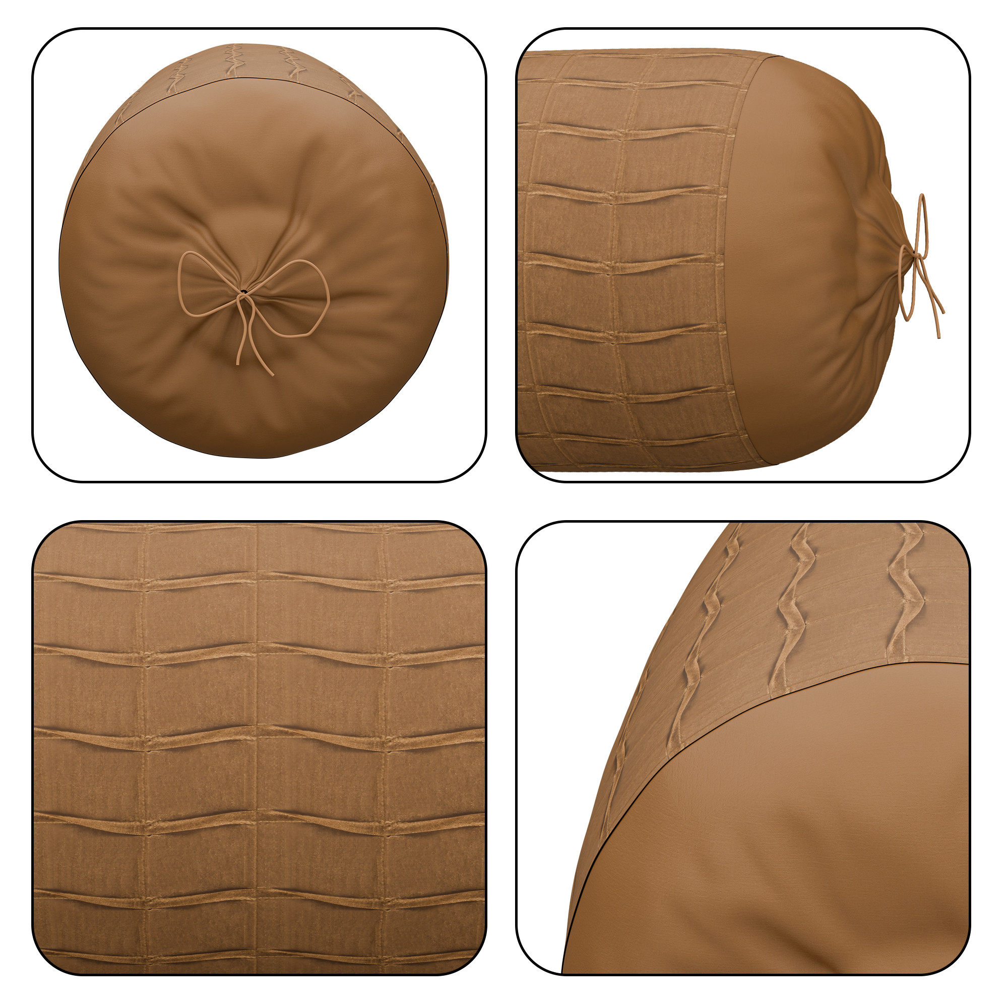 Kuber Industries Polyester Long Bolster Pillow Cover Set of 2 with Drawstring Closure for Living Room  Diwan and Bedside Round Pillow Cover for Home Decor  7 Wave - Light Coffee