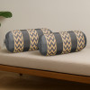 Polyester Long Bolster Pillow Cover Set of 2 with Drawstring Closure for Living Room | Diwan and Bedside Round Pillow Cover for Home Decor | Zig Zag 3 Stripe - Grey