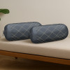 Polyester Long Bolster Pillow Cover Set of 2 with Drawstring Closure for Living Room | Diwan and Bedside Round Pillow Cover for Home Decor | 9 Box Check - Grey
