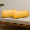 Polyester Long Bolster Pillow Cover Set of 2 with Drawstring Closure for Living Room | Diwan and Bedside Round Pillow Cover for Home Decor | 9 Box Check - Yellow