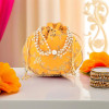 Polyester Potli Bags for Women | Traditional Indian Zari Work Potli Bag | Ladies Batwa Purse for Return Gifts | Drawstring Handbag & Khajoor Wristlets - Yellow