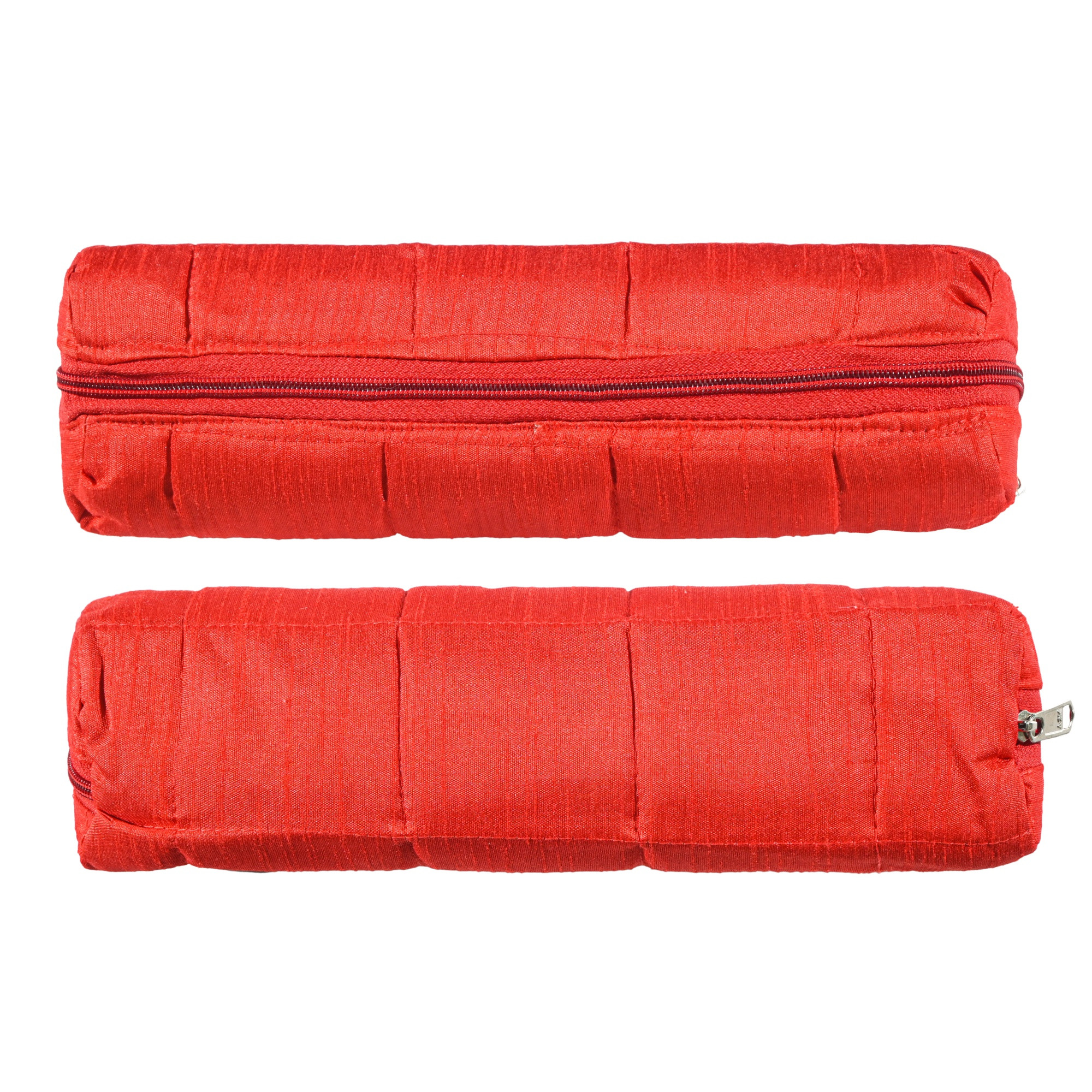 Kuber Industries Polyester Single Rod Bangle Box with Zip  Multipurpose  Travel-Friendly Bridal Watch Organizer for Small Jewellery Bracelets and Chudi  Red