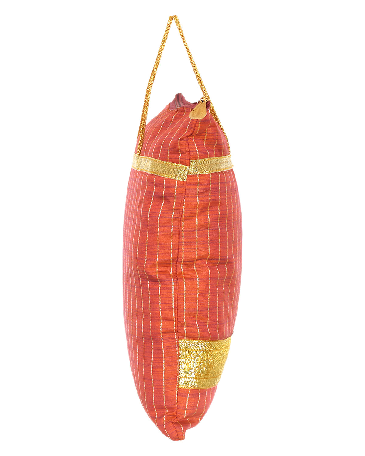 Kuber Industries Polyester Strips Print Hand Bag/Grocery Bag For Women/Girls With Handle (Red) 54KM4040