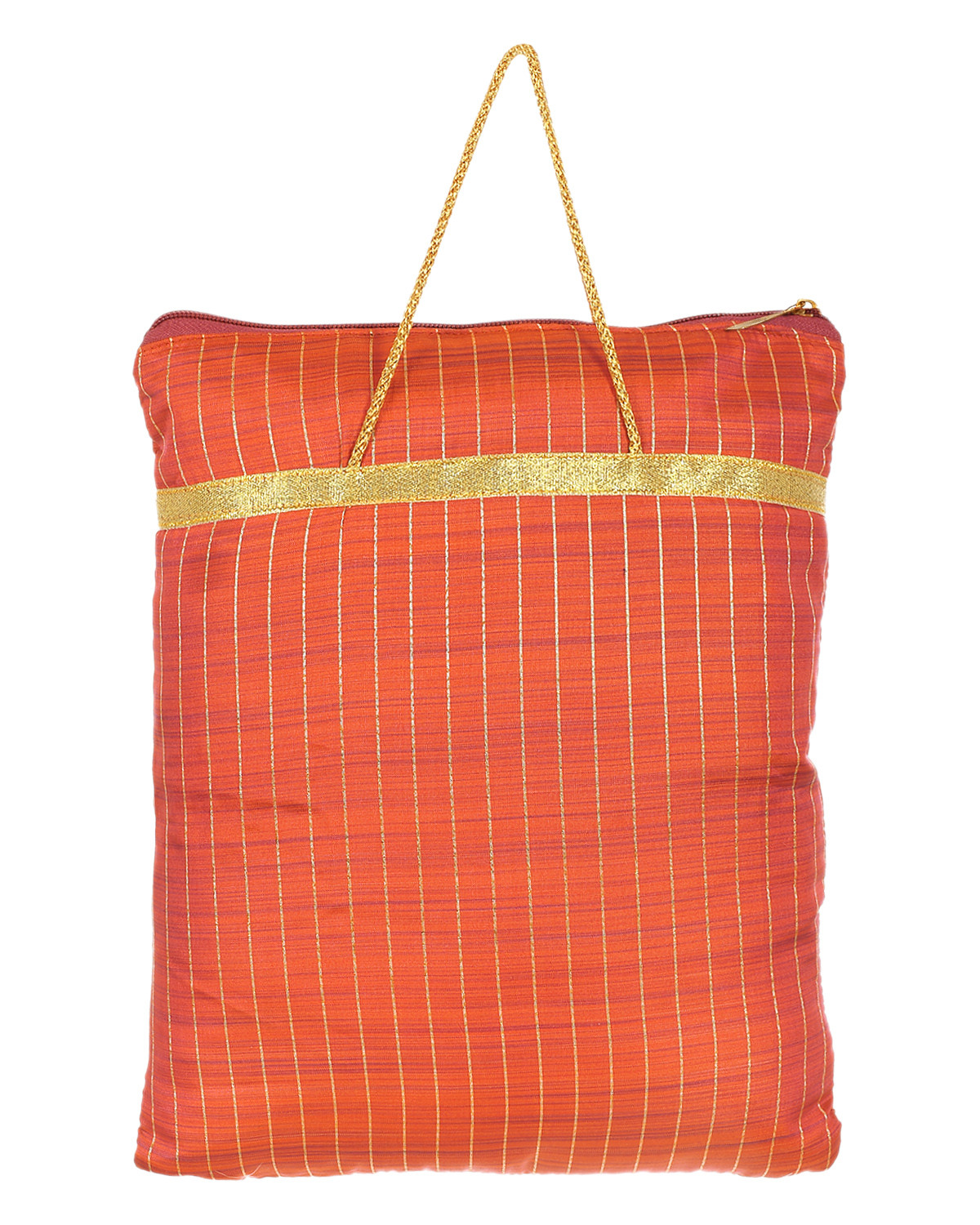 Kuber Industries Polyester Strips Print Hand Bag/Grocery Bag For Women/Girls With Handle (Red) 54KM4040