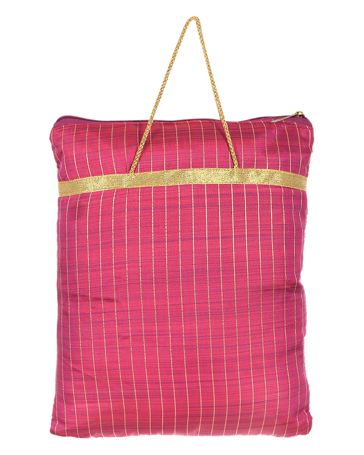 Kuber Industries Polyester Strips Print Hand Bag/Grocery Bag For Women/Girls With Handle(Light Pink) 54KM4045