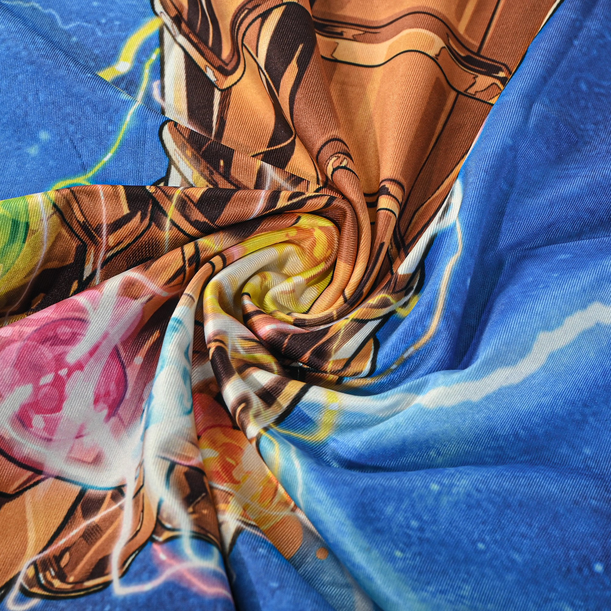 Kuber Industries Polyester Suitcase Covers Large Size with Marvel Infinity Gauntlet Print  Washable Trolley Cover for Travelling  Stretchable Luggage Covers for Suitcases  26-30 Inch  Sky Blue