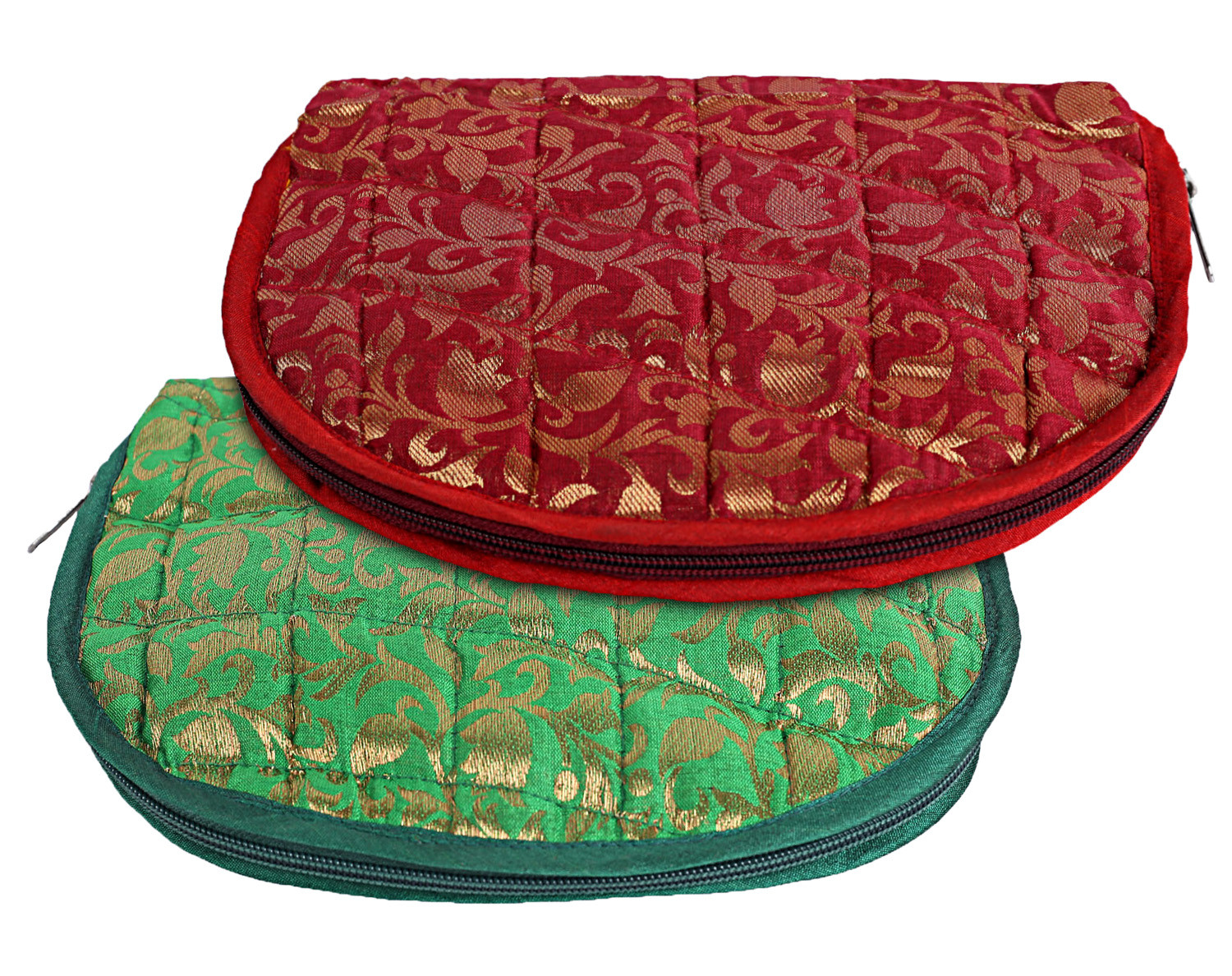 Kuber Industries Polyester Toiletry Organizer With 4 Transparent Poches & 1 Extra Compartment,Zipper Closure,Pack of 2 (Red & Green)