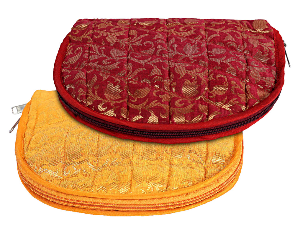 Kuber Industries Polyester Toiletry Organizer With 4 Transparent Poches &amp; 1 Extra Compartment,Zipper Closure,Pack of 2 (Yellow &amp; Red)