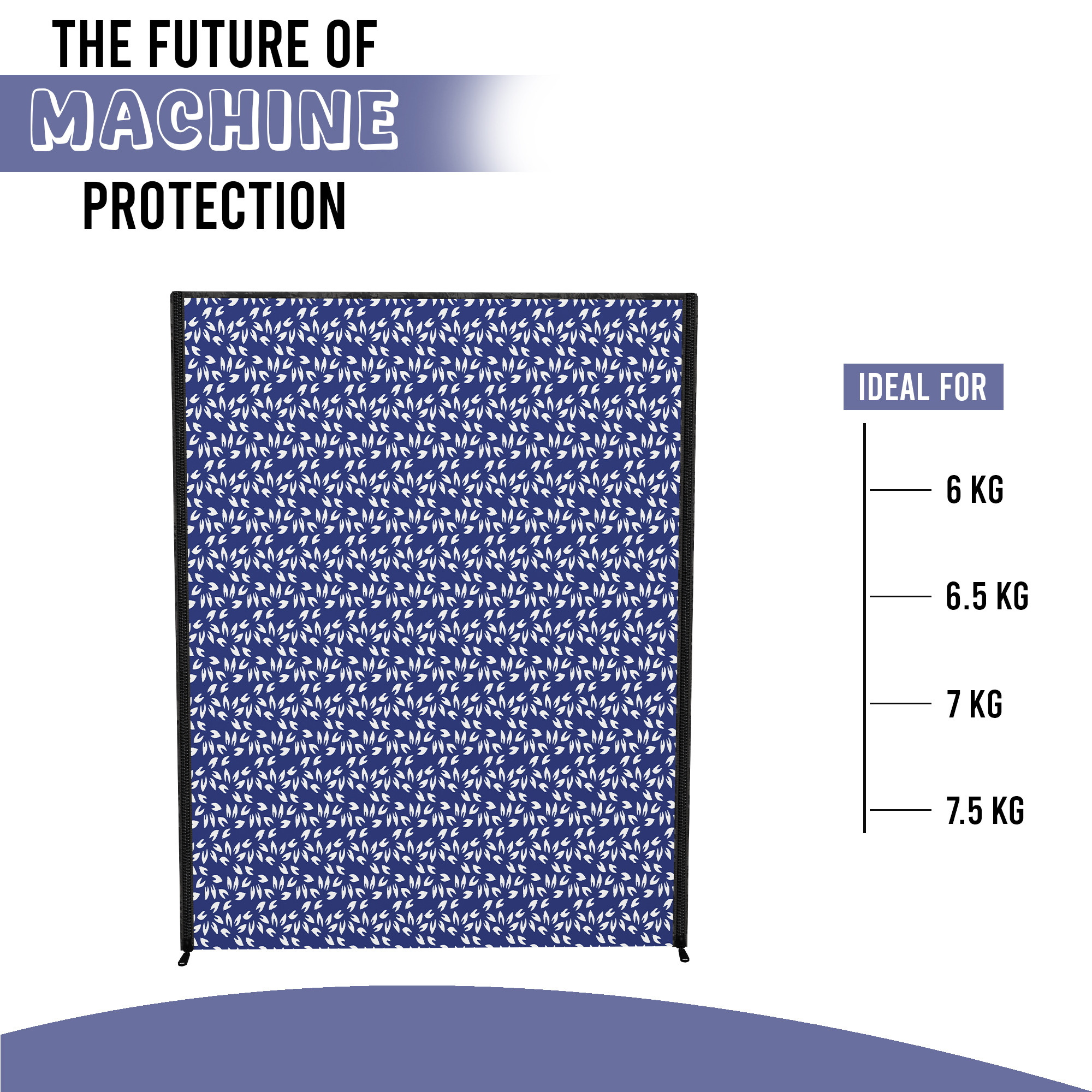 Kuber Industries Polyester Washing Machine Cover Front Load for IFB Compatible for 6 Kg65 Kg7 Kg75 Kg  Waterproof  Dust-Proof Washing Machine Cover with Zip Closure  Leaf- Blue White