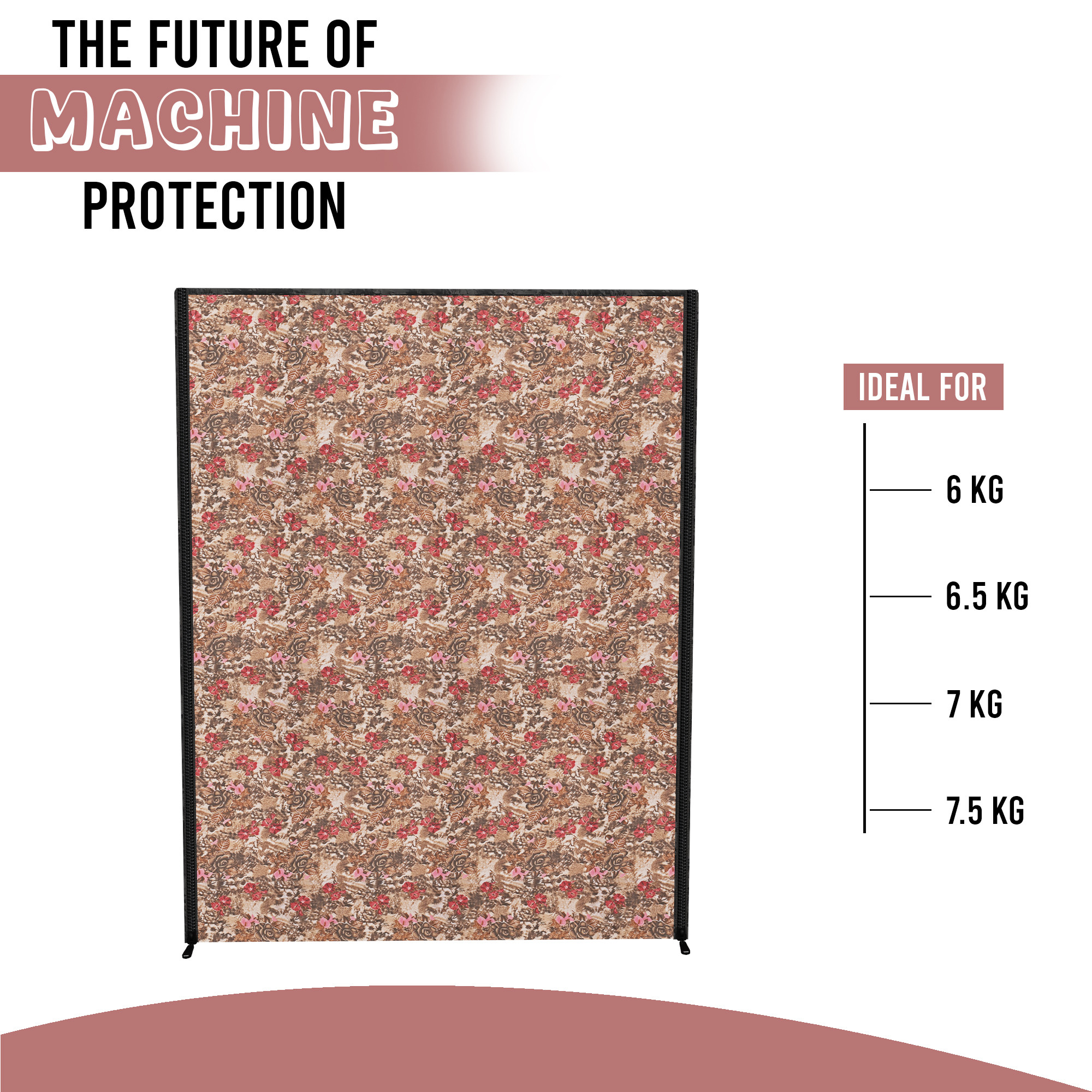 Kuber Industries Polyester Washing Machine Cover Front Load for IFB Compatible for 6 Kg65 Kg7 Kg75 Kg  Waterproof  Dust-Proof Washing Machine Cover with Zip Closure  Gulab - Brown Red