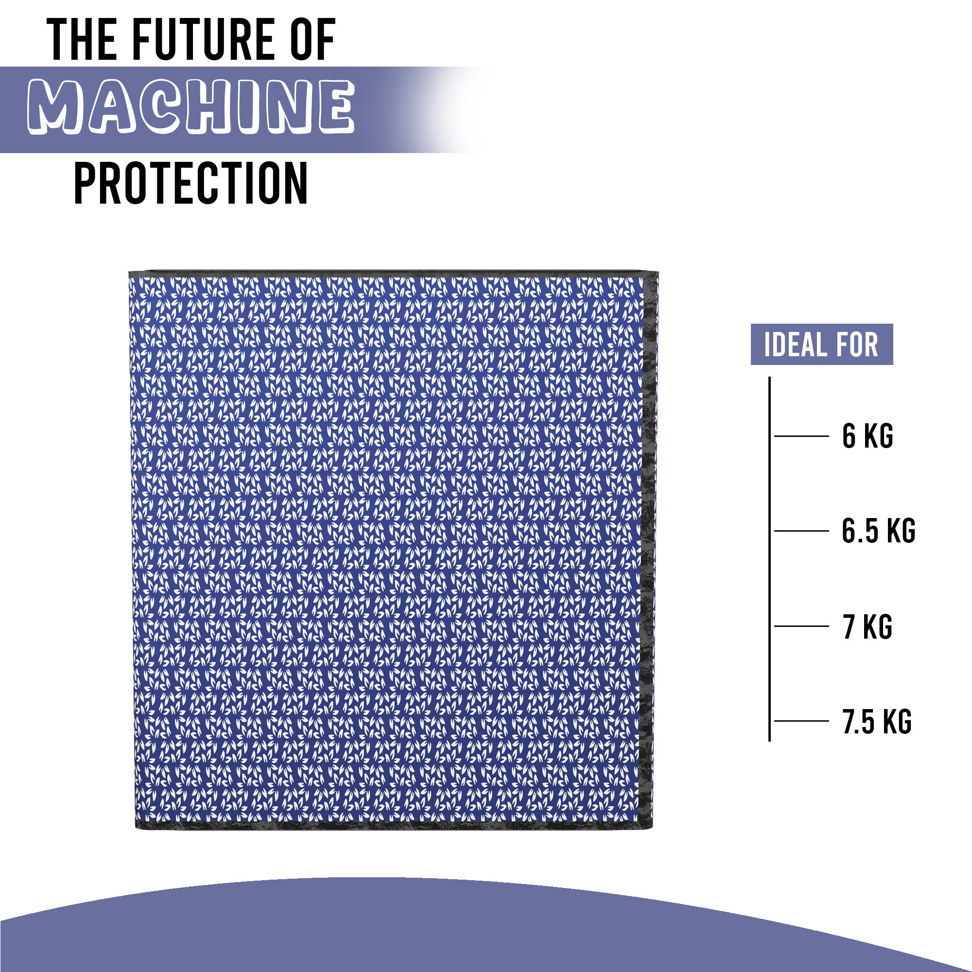 Kuber Industries Polyester Washing Machine Cover Semi Automatic Compatible for 6 Kg65 Kg7 Kg75 Kg  Waterproof  Dust-Proof Washing Machine Cover with Zip Closure  Leaf- Blue White