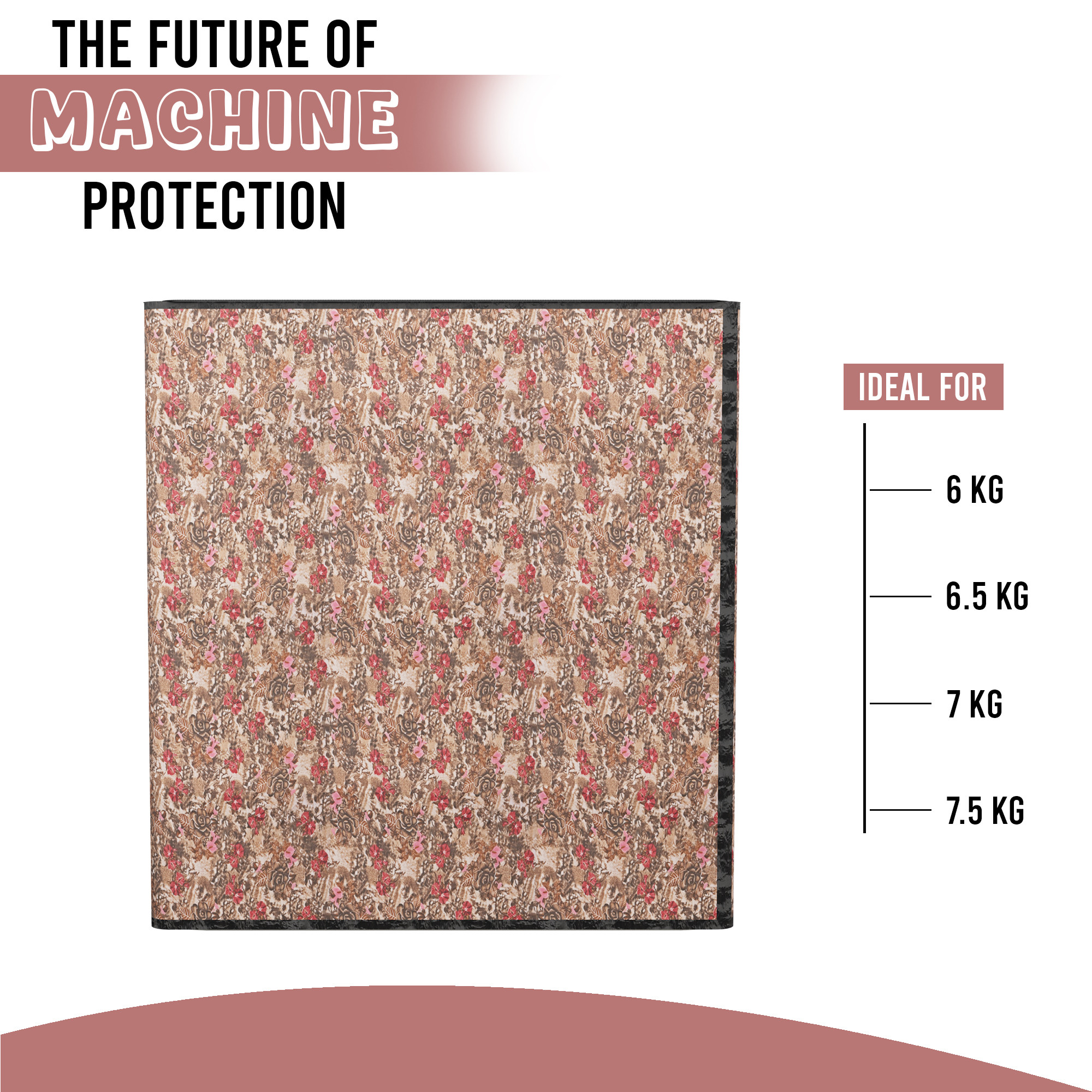 Kuber Industries Polyester Washing Machine Cover Semi Automatic Compatible for 6 Kg65 Kg7 Kg75 Kg  Waterproof  Dust-Proof Washing Machine Cover with Zip Closure  Gulab - Brown Red