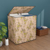 Polyester Washing Machine Cover Semi Automatic Compatible for 6 Kg/6.5 Kg/7 Kg/7.5 Kg | Waterproof & Dust-Proof Washing Machine Cover with Zip Closure | Flower -Beige Green