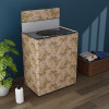 Polyester Washing Machine Cover Top Load Fully Automatic 9.50 Kg | Waterproof & Dust-Proof Washing Machine Cover with Zip Closure | Flower - Beige Green