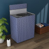 Polyester Washing Machine Cover Top Load Fully Automatic 9.50 Kg | Waterproof & Dust-Proof Washing Machine Cover with Zip Closure | Leaf - Blue White