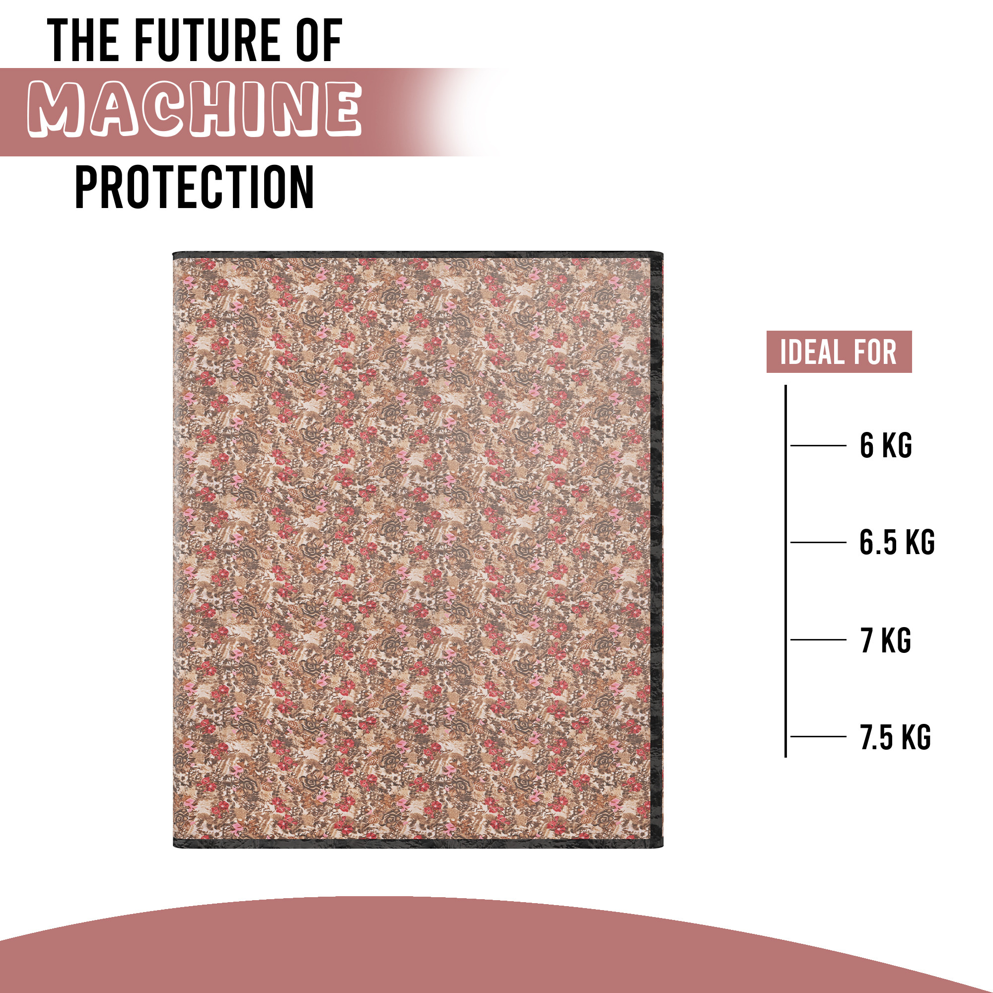 Kuber Industries Polyester Washing Machine Cover Top Load Fully Automatic Compatible for 6 Kg65 Kg7 Kg75 Kg  Waterproof  Dust-Proof Washing Machine Cover with Zip  Gulab - Brown Red