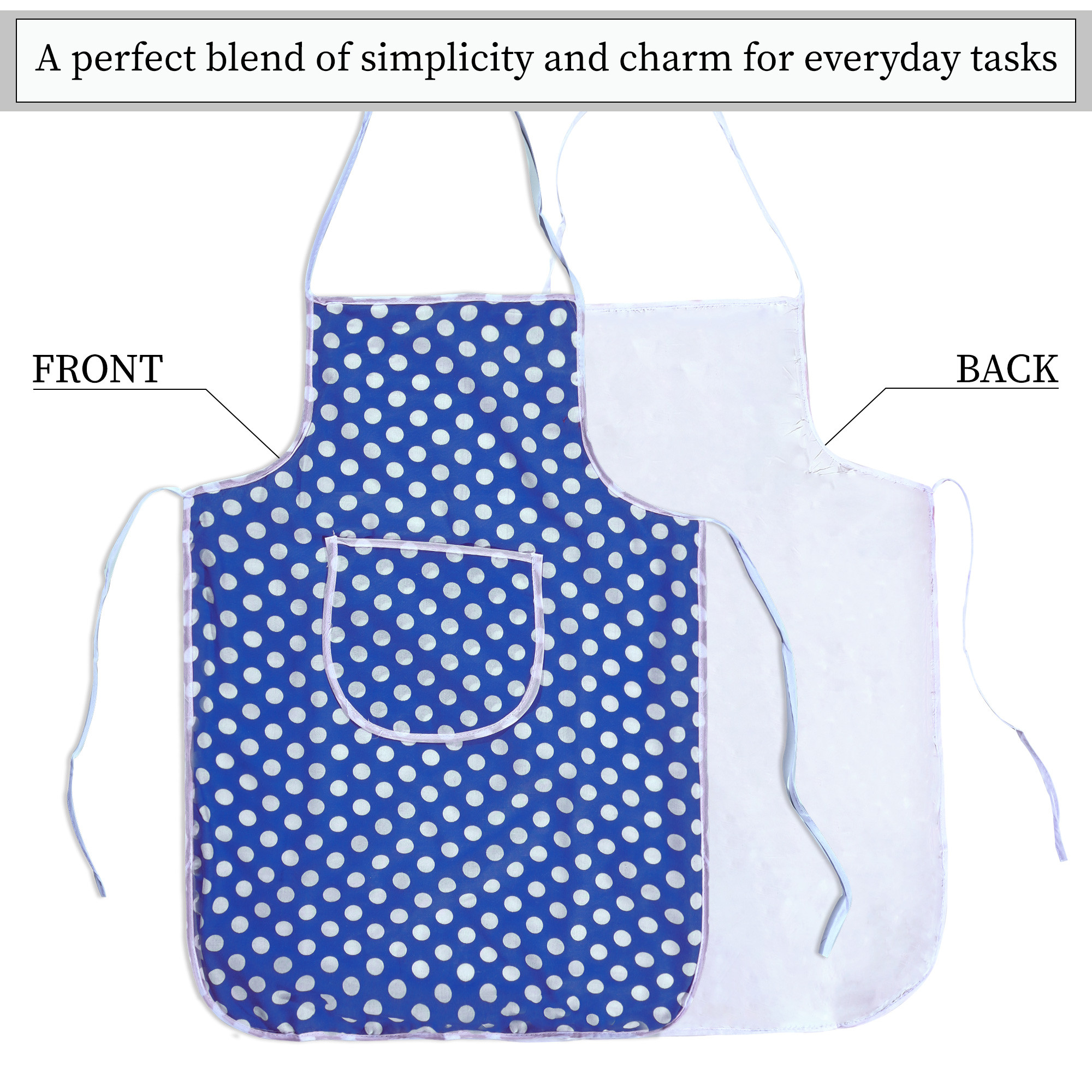 Kuber Industries Polyester Water-Resistant Apron for Kitchen with Center Pocket  Cooking Aprons for Women  Men - Ideal for Home  Restaurant  Dot Print - Blue