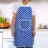 Polyester Water-Resistant Apron for Kitchen with Center Pocket | Cooking Aprons for Women &amp; Men - Ideal for Home &amp; Restaurant | Dot Print - Blue