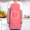 Polyester Water-Resistant Apron for Kitchen with Center Pocket | Cooking Aprons for Women & Men - Ideal for Home & Restaurant | Dot Print - Red