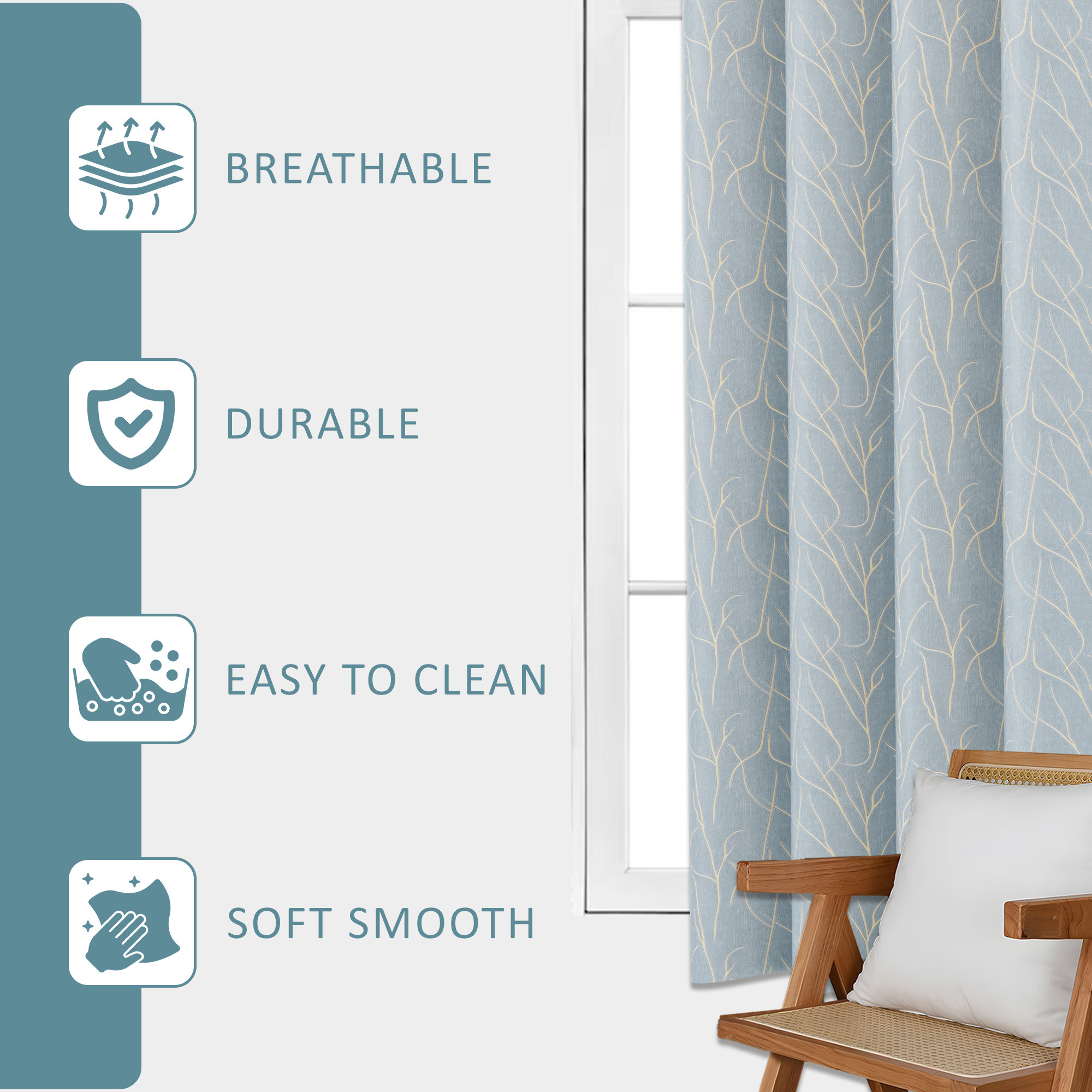 Kuber Industries Polyester Window Curtain 5 Feet with 8 Grommets  Soft  Fade-Resistant Home Decor Light Filtering Curtain for Living Room and Bedroom Windows  Digital Branches - Grey Golden