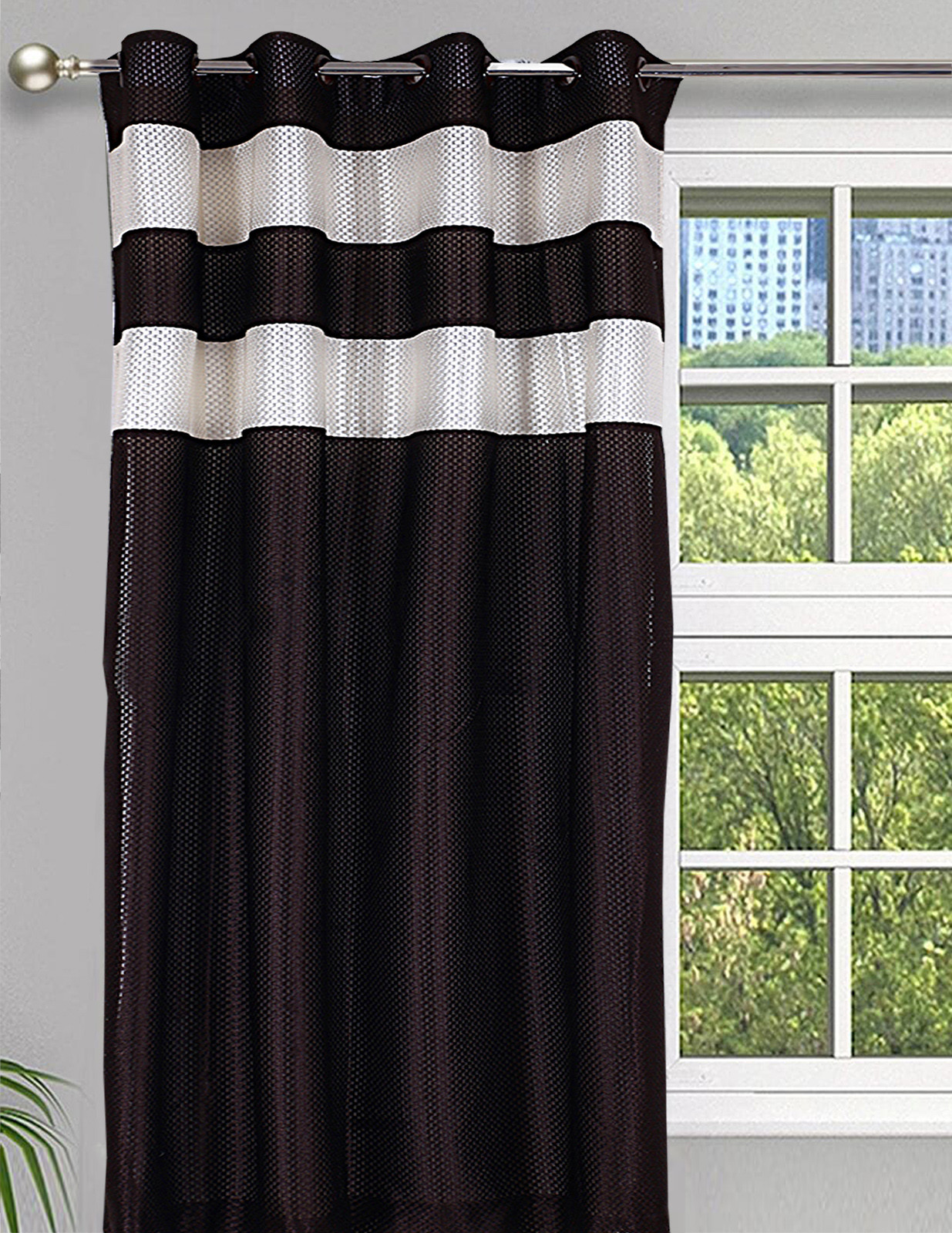 Kuber Industries Polyester Window Curtain 8 Eyelets,7 Feet (Brown) 54KM4323