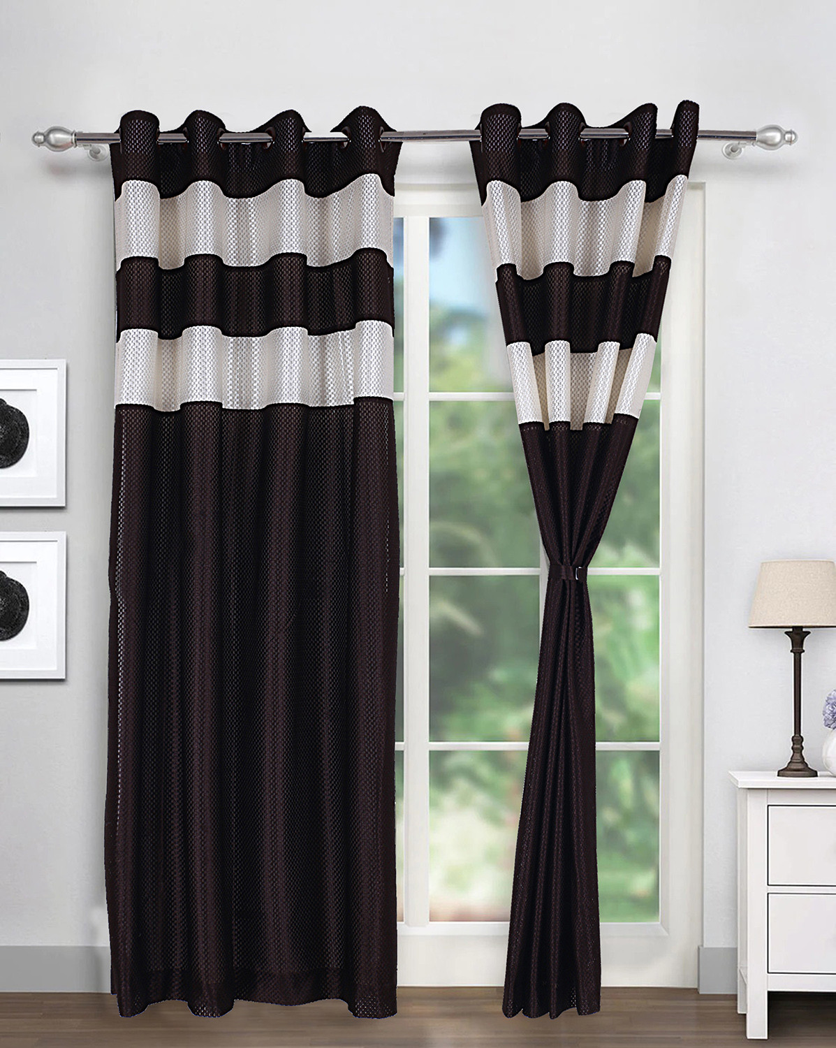 Kuber Industries Polyester Window Curtain 8 Eyelets,7 Feet (Brown) 54KM4323
