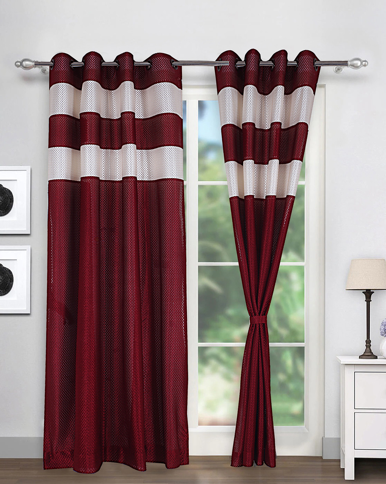 Kuber Industries Polyester Window Curtain 8 Eyelets,7 Feet (Maroon) 54KM4325