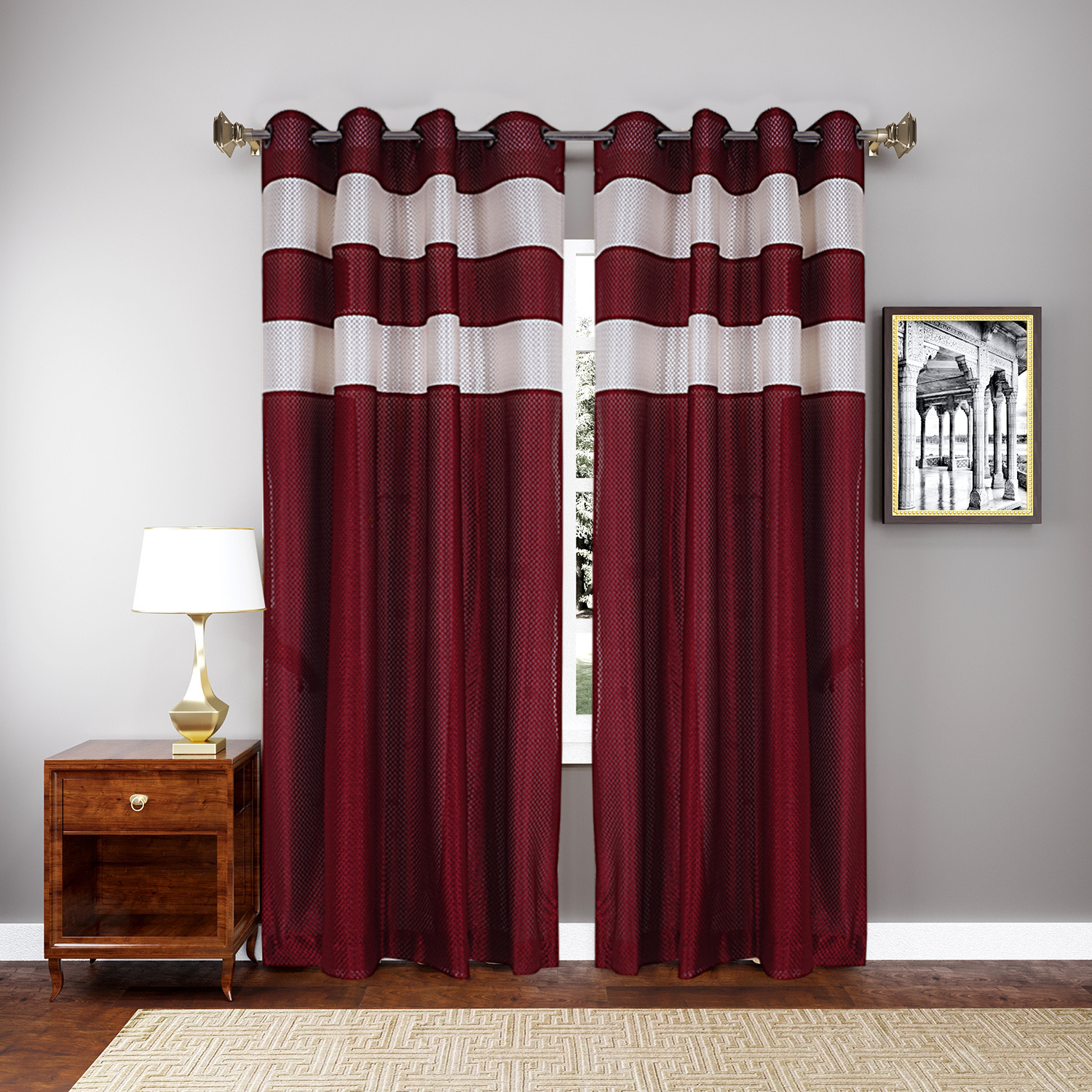 Kuber Industries Polyester Window Curtain 8 Eyelets,7 Feet (Maroon) 54KM4325