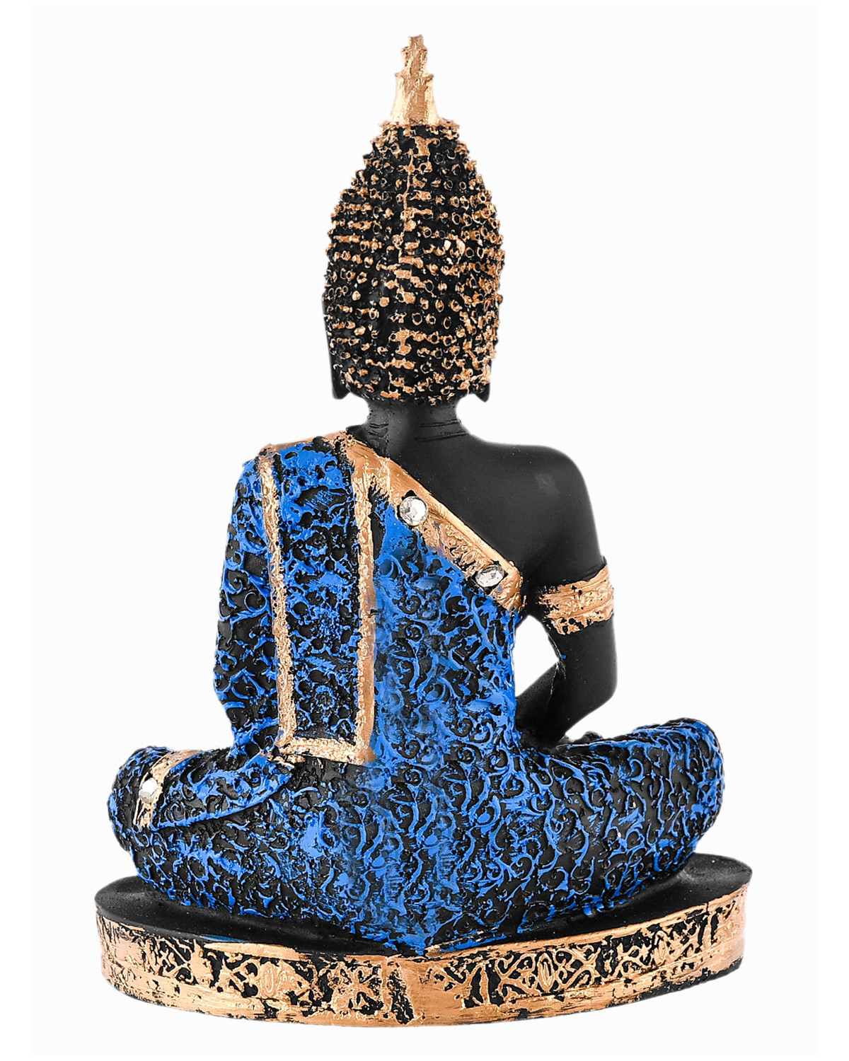 Kuber Industries Polyresin Lord Gautam Buddha Figurine Idols for Living Room in Home Decorative Showpiece (Black & Blue)