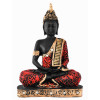 Kuber Industries Polyresin Lord Gautam Buddha Figurine Idols for Living Room in Home Decorative Showpiece (Black &amp; Orange)