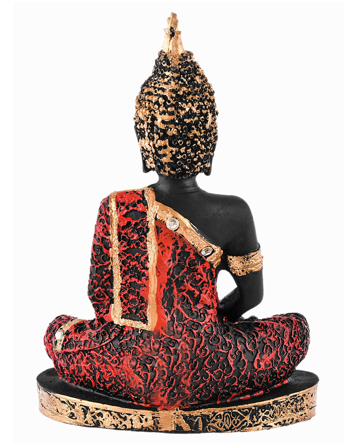 Kuber Industries Polyresin Lord Gautam Buddha Figurine Idols for Living Room in Home Decorative Showpiece (Black & Orange)