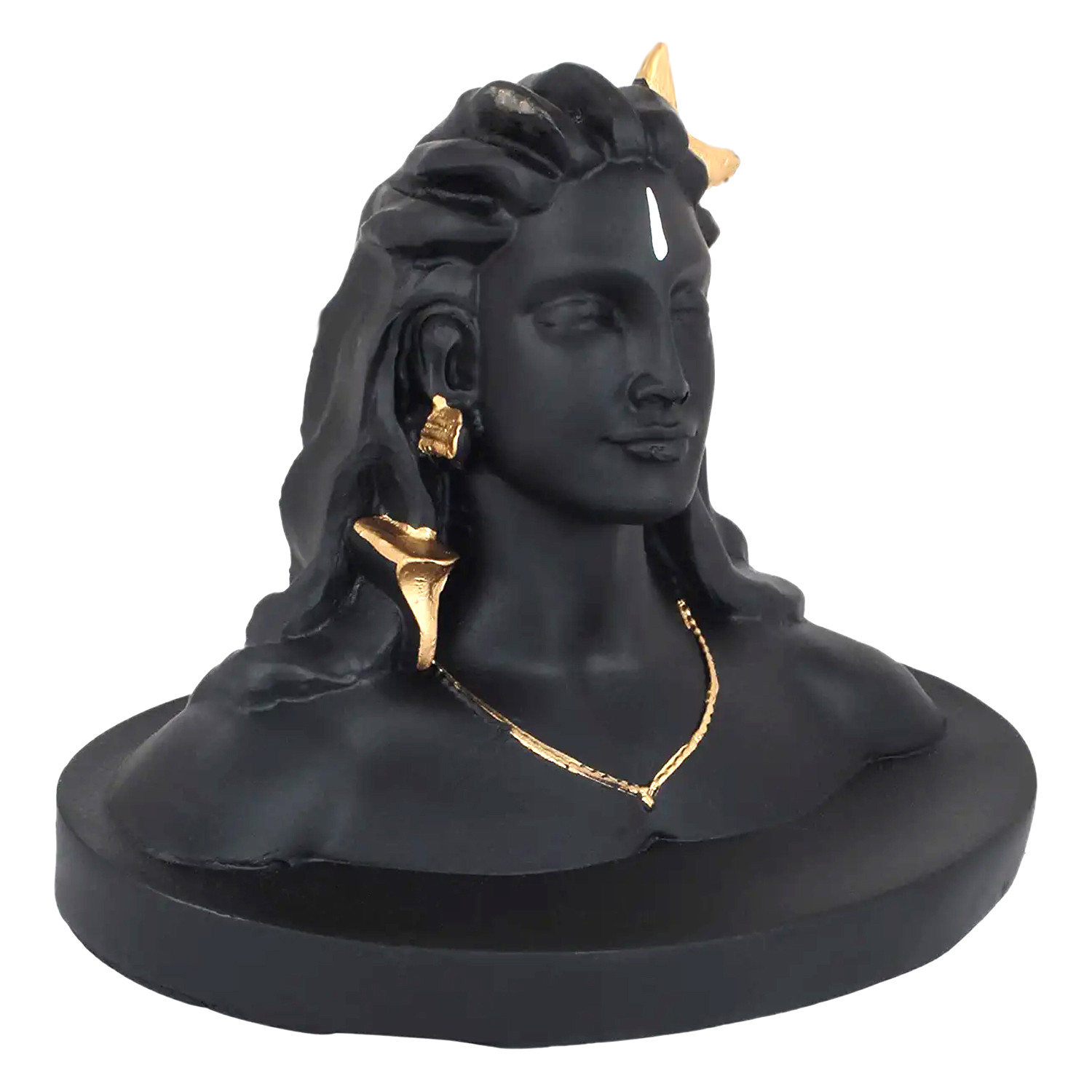 Kuber Industries Polyresin Lord Shiva|Adiyogi|Shambhu Figurine Idol For Home Décor & Car Dashboard,(3.5 x 5 Inch),(Black)