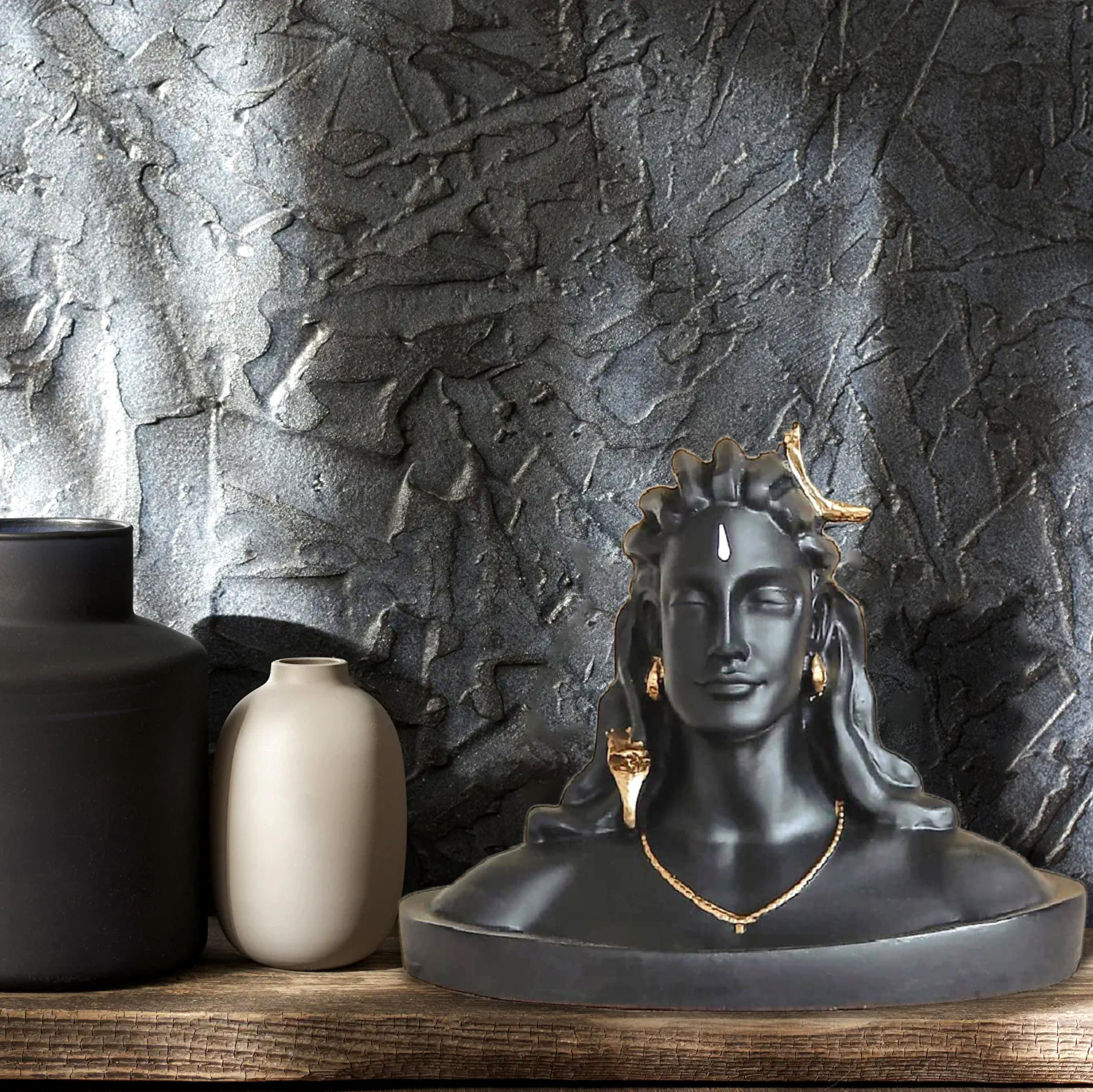 Kuber Industries Polyresin Lord Shiva|Adiyogi|Shambhu Figurine Idol For Home Décor & Car Dashboard,(3.5 x 5 Inch),(Black)
