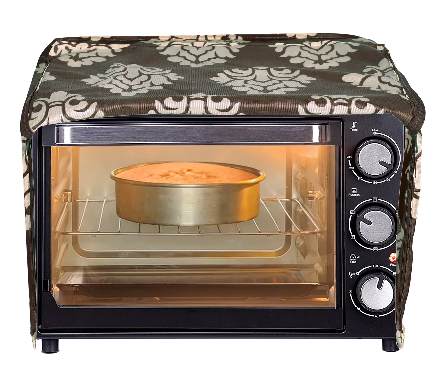 Kuber Industries Polyster Floral Printed Microwave Oven Cover,25 Ltr. (Brown)-HS43KUBMART25933