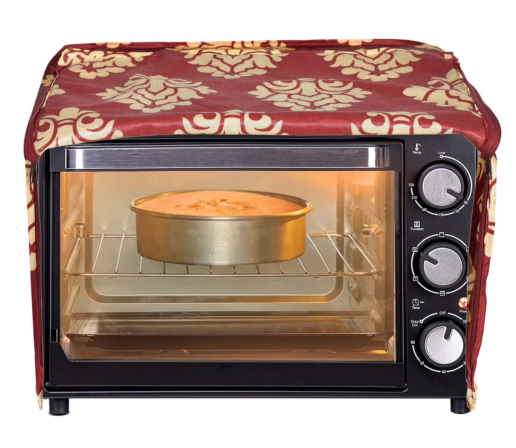 Kuber Industries Polyster Floral Printed Microwave Oven Cover,25 Ltr. (Maroon)-HS43KUBMART25941